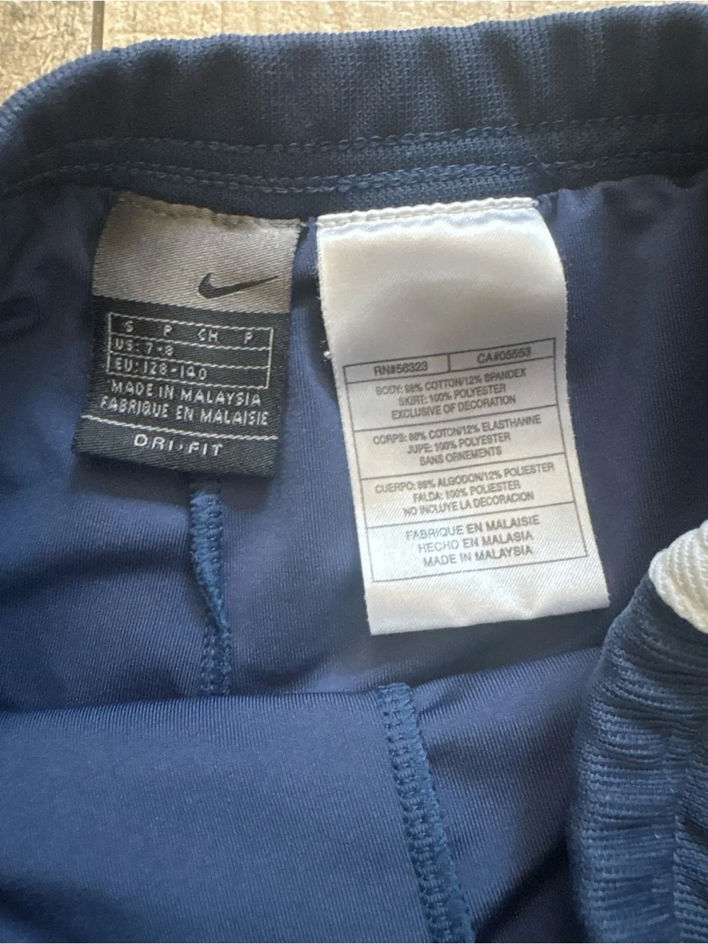 Nike Girls Navy Tennis Mini Skort with White Trim Sz 7/8